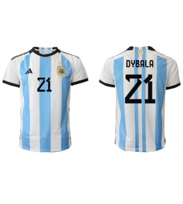 Lacne Muži Futbalové dres Argentína Paulo Dybala #21 MS 2022 Krátky Rukáv - Domáci
